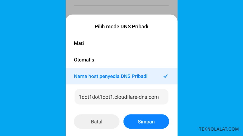 Masukkan Nama host penyedia DNS